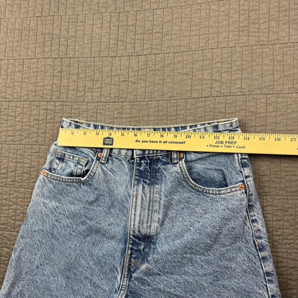 ZARA Women Blue Acid Wash High Waisted Denim Mom Shorts Size 6 Long Jorts